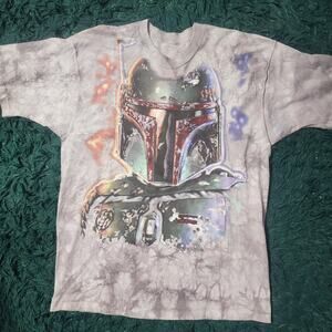 Vintage 1997 Star Wars Boba Fett Tie Dye Graphic Tee XL Liquid Blue